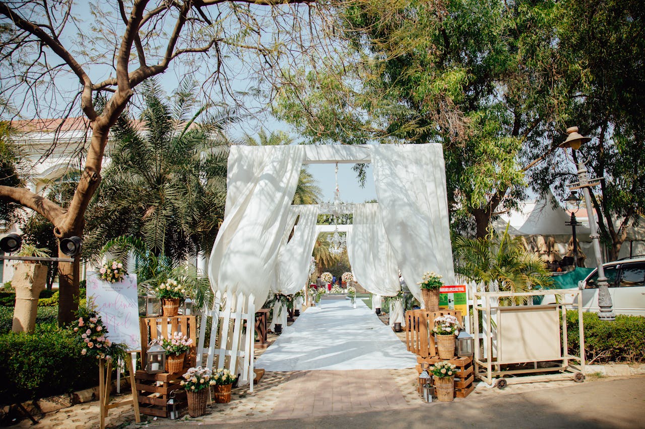 elegant-garden-wedding-archway-in-daylight-32854446